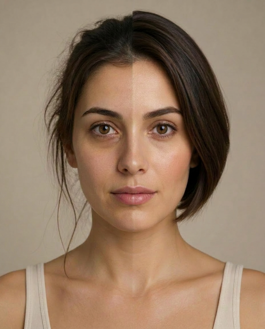 Comparação visual antes e depois